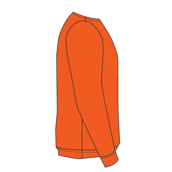 Bayside Unisex USA-Made Crewneck Sweatshirt, Bright Orange, Right Sleeve (Long) view
