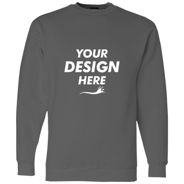 Bayside Unisex USA-Made Crewneck Sweatshirt, Charcoal, Front view, Mockup