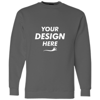 Bayside Unisex USA-Made Crewneck Sweatshirt, Charcoal, Front view, Mockup
