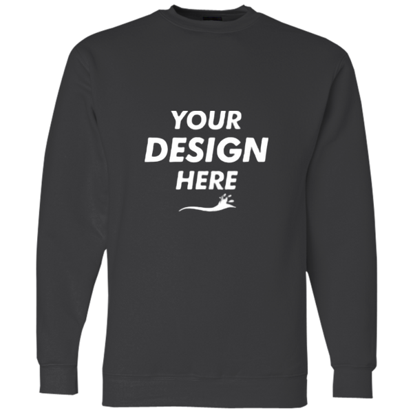 Bayside Unisex USA-Made Crewneck Sweatshirt, Charcoal Heather, Front view, Mockup