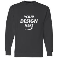 Bayside Unisex USA-Made Crewneck Sweatshirt, Charcoal Heather, Front view, Mockup