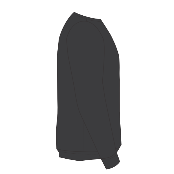 Bayside Unisex USA-Made Crewneck Sweatshirt, Charcoal Heather, Right Sleeve (Long) view