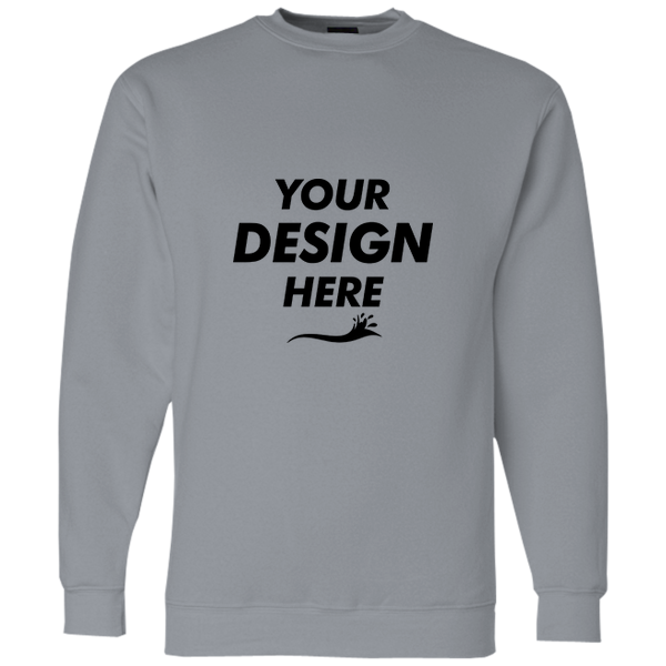 Bayside Unisex USA-Made Crewneck Sweatshirt, Dark Ash, Front view, Mockup
