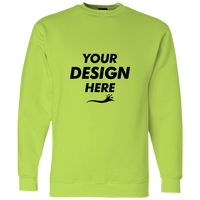Bayside Unisex USA-Made Crewneck Sweatshirt, Lime Green, Front view, Mockup