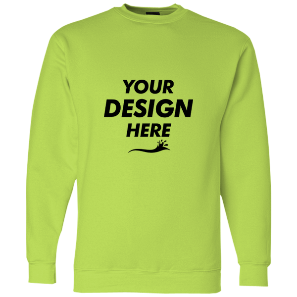 Bayside Unisex USA-Made Crewneck Sweatshirt, Lime Green, Front view, Mockup
