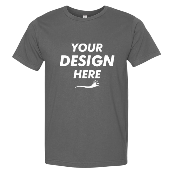 Bayside Unisex USA-Made Fine Jersey T-Shirt, Charcoal, Front view, Mockup