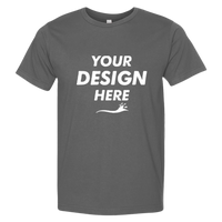 Bayside Unisex USA-Made Fine Jersey T-Shirt, Charcoal, Front view, Mockup