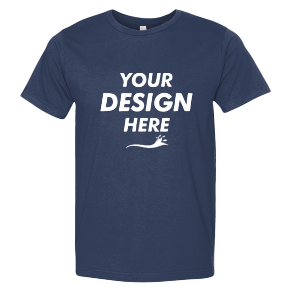 Bayside Unisex USA-Made Fine Jersey T-Shirt, Navy, Front view, Mockup
