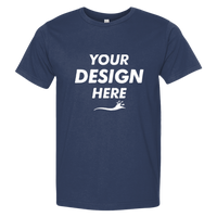 Bayside Unisex USA-Made Fine Jersey T-Shirt, Navy, Front view, Mockup