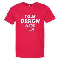 Bayside Unisex USA-Made Fine Jersey T-Shirt, Red, Front view, Mockup