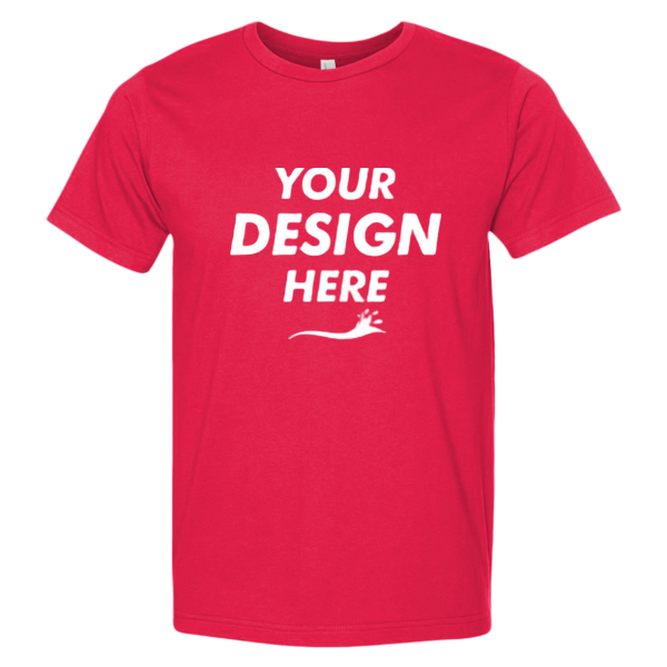 Bayside Unisex USA-Made Fine Jersey T-Shirt, Red, Front view, Mockup