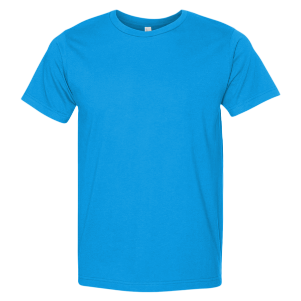 Bayside Unisex USA-Made Fine Jersey T-Shirt, Turquoise, Front view