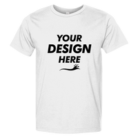 Bayside Unisex USA-Made Fine Jersey T-Shirt, White, Front view, Mockup