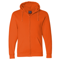 Bayside Unisex USA-Made Full-Zip Hooded Sweatshirt, Bright Orange, Front view