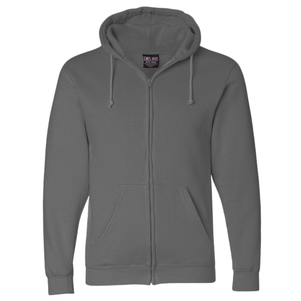 Bayside Unisex USA-Made Full-Zip Hooded Sweatshirt, Charcoal, Front view