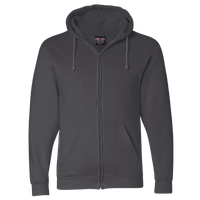 Bayside Unisex USA-Made Full-Zip Hooded Sweatshirt, Charcoal Heather, Front view