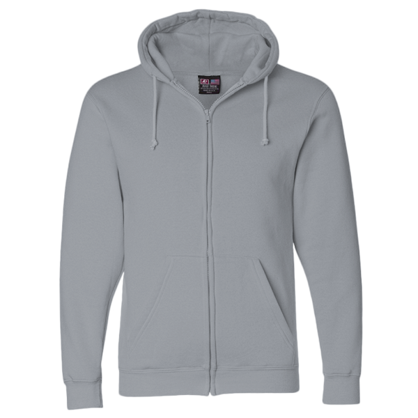 Bayside Unisex USA-Made Full-Zip Hooded Sweatshirt, Dark Ash, Front view