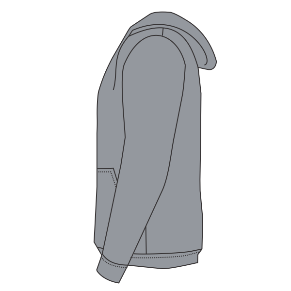 Bayside Unisex USA-Made Full-Zip Hooded Sweatshirt, Dark Ash, Left Sleeve (Long) view
