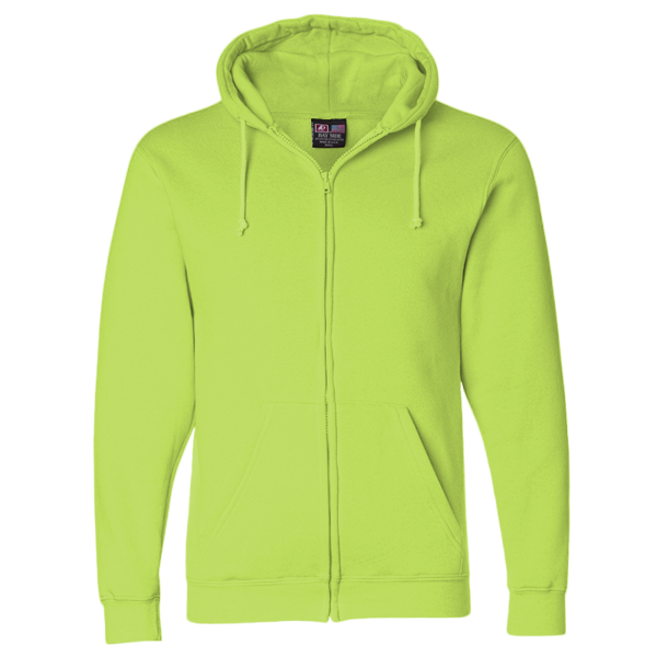 Bayside Unisex USA-Made Full-Zip Hooded Sweatshirt, Lime Green, Front view