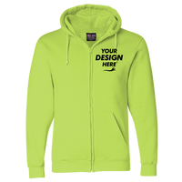 Bayside Unisex USA-Made Full-Zip Hooded Sweatshirt, Lime Green, Front view, Mockup