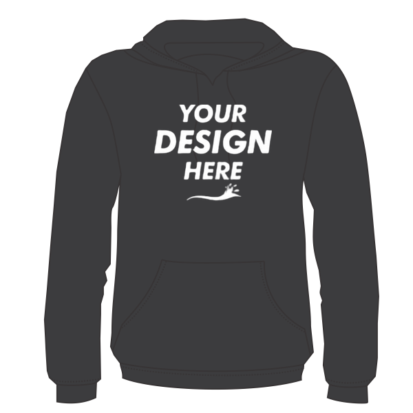 Bayside Unisex USA-Made High Visibility Hooded Sweatshirt, Charcoal Heather, Front view, Mockup