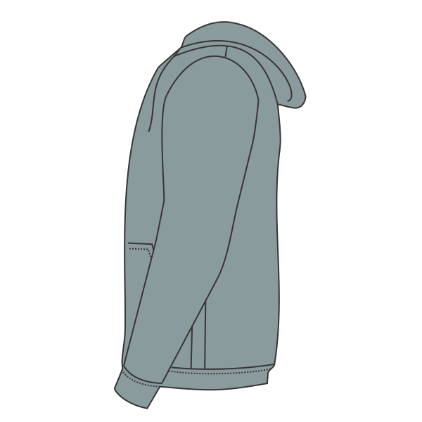 Bayside Unisex USA-Made High Visibility Hooded Sweatshirt, Charcoal, Left Sleeve view