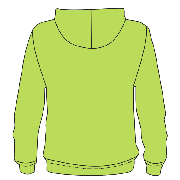 Bayside Unisex USA-Made High Visibility Hooded Sweatshirt, Lime Green, Back view
