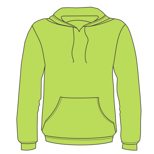 Bayside Unisex USA-Made High Visibility Hooded Sweatshirt, Lime Green, Front view