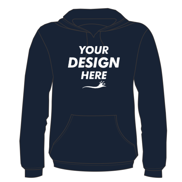 Bayside Unisex USA-Made High Visibility Hooded Sweatshirt, Navy, Front view, Mockup