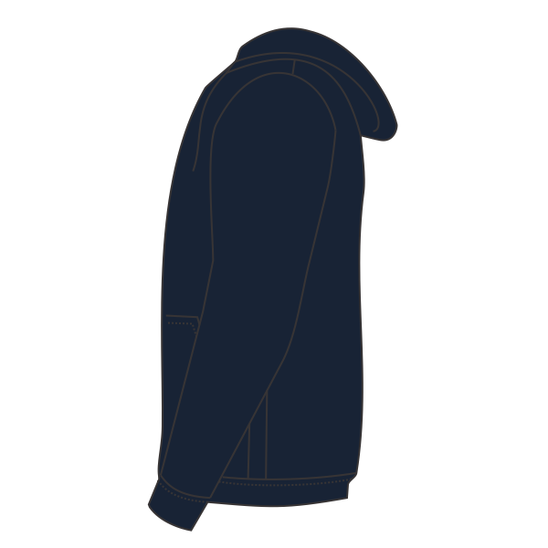 Bayside Unisex USA-Made High Visibility Hooded Sweatshirt, Navy, Left Sleeve view