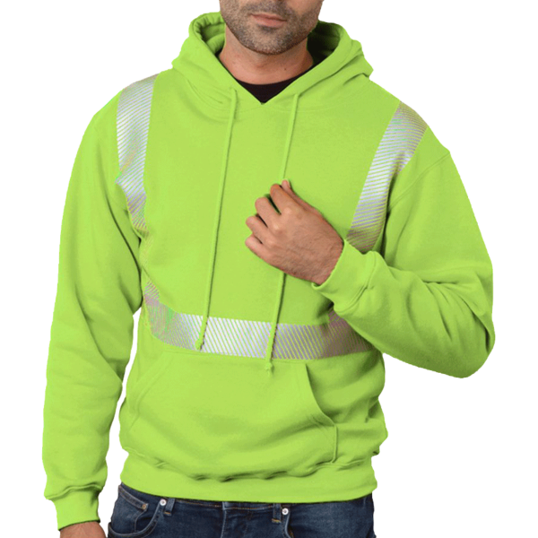 Bayside Unisex USA-Made High Visibility Hooded Sweatshirt, Navy, Sample view