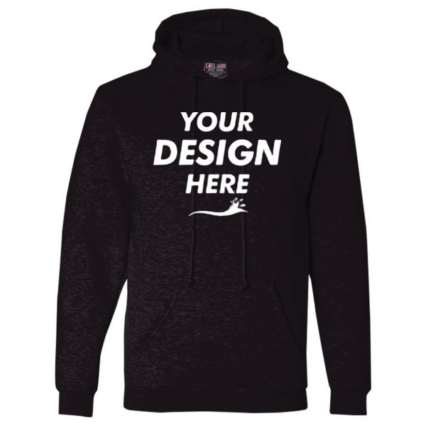 Bayside Unisex USA-Made Hooded Sweatshirt, Black, Front view, Mockup