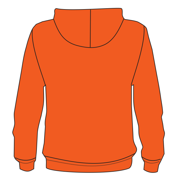 Bayside Unisex USA-Made Hooded Sweatshirt, Bright Orange, Back view