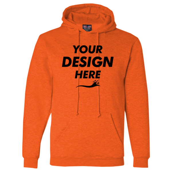 Bayside Unisex USA-Made Hooded Sweatshirt, Bright Orange, Front view, Mockup