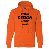 Bayside Unisex USA-Made Hooded Sweatshirt, Bright Orange, Front view, Mockup