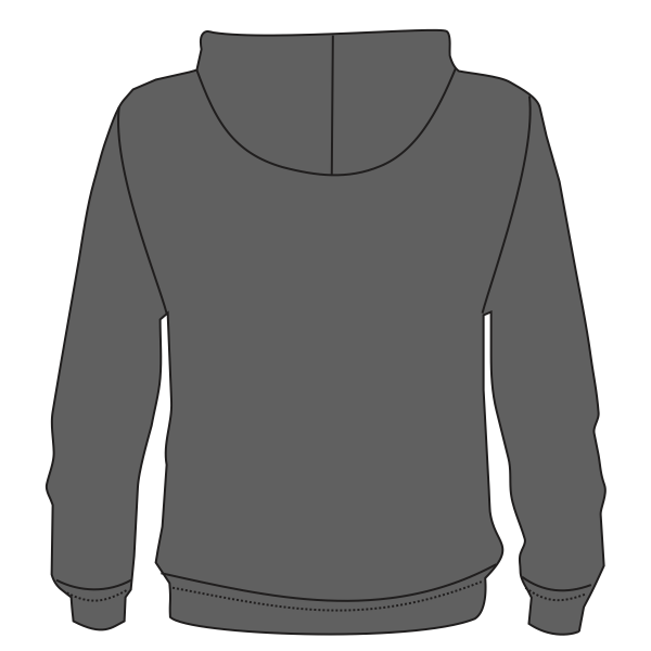 Bayside Unisex USA-Made Hooded Sweatshirt, Charcoal, Back view