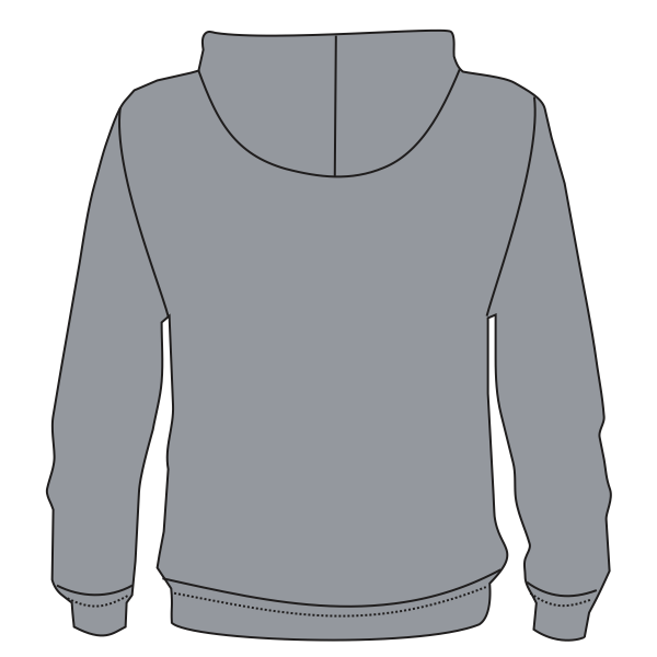 Bayside Unisex USA-Made Hooded Sweatshirt, Dark Ash, Back view