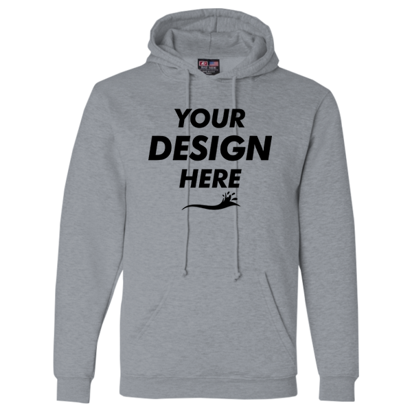 Bayside Unisex USA-Made Hooded Sweatshirt, Dark Ash, Front view, Mockup