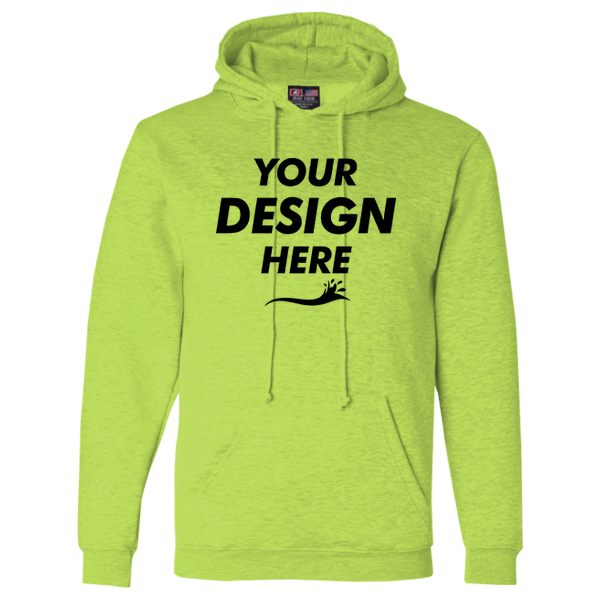 Bayside Unisex USA-Made Hooded Sweatshirt, Lime Green, Front view, Mockup