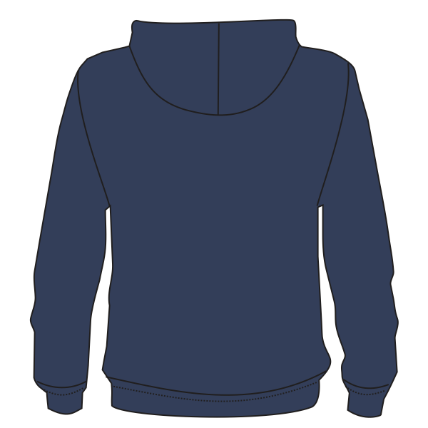 Bayside Unisex USA-Made Hooded Sweatshirt, Navy, Back view