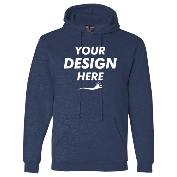Bayside Unisex USA-Made Hooded Sweatshirt, Navy, Front view, Mockup