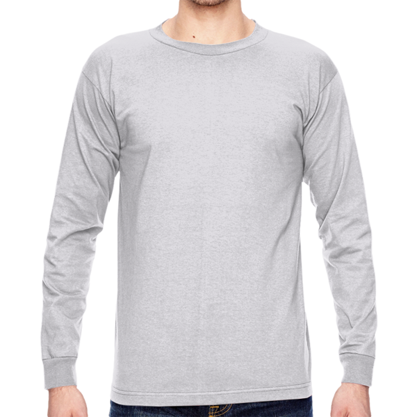 Bayside Unisex USA-Made Long Sleeve T-Shirt, Ash, Front view