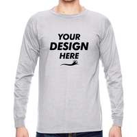 Bayside Unisex USA-Made Long Sleeve T-Shirt, Ash, Front view, Mockup
