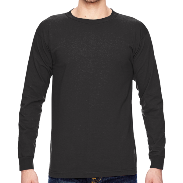 Bayside Unisex USA-Made Long Sleeve T-Shirt, Black, Front view