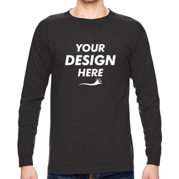 Bayside Unisex USA-Made Long Sleeve T-Shirt, Black, Front view, Mockup