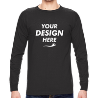 Bayside Unisex USA-Made Long Sleeve T-Shirt, Black, Front view, Mockup