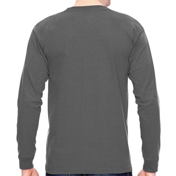 Bayside Unisex USA-Made Long Sleeve T-Shirt, Charcoal, Back view