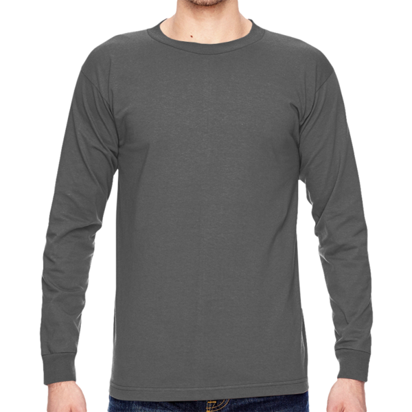 Bayside Unisex USA-Made Long Sleeve T-Shirt, Charcoal, Front view