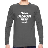 Bayside Unisex USA-Made Long Sleeve T-Shirt, Charcoal, Front view, Mockup