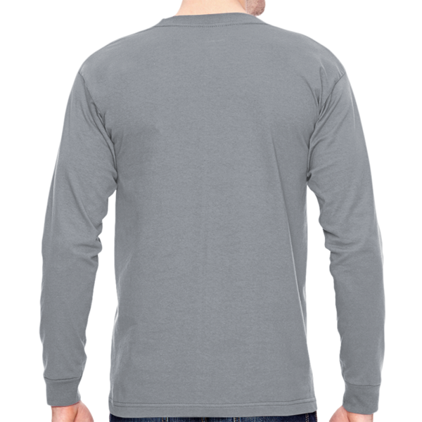 Bayside Unisex USA-Made Long Sleeve T-Shirt, Dark Ash, Back view